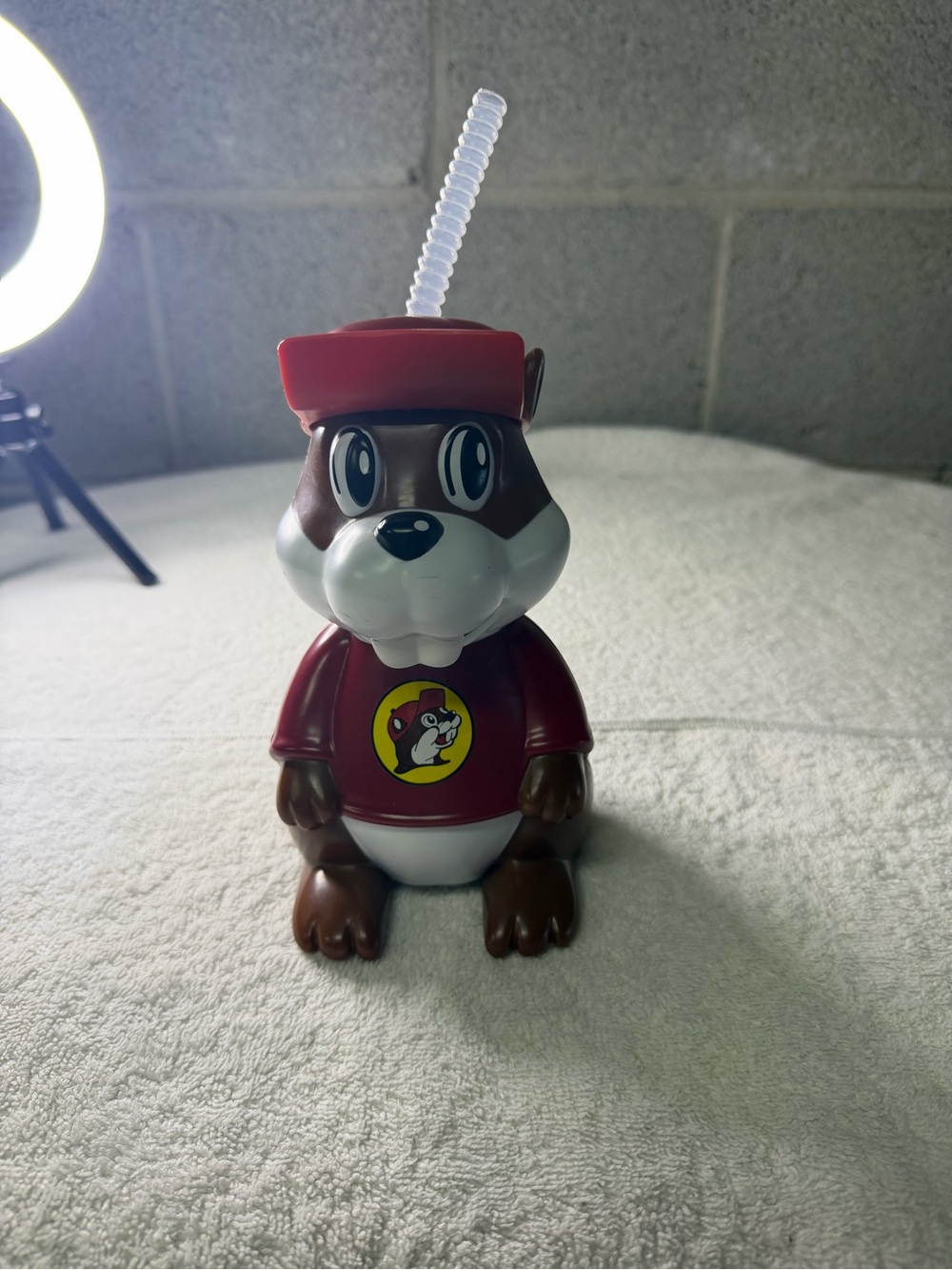 Buc-ees Beaver 3-D Sipper Cup tumbler with Red Hat and Straw